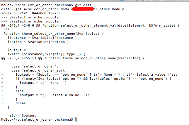 Select Or Other Terminal Diff